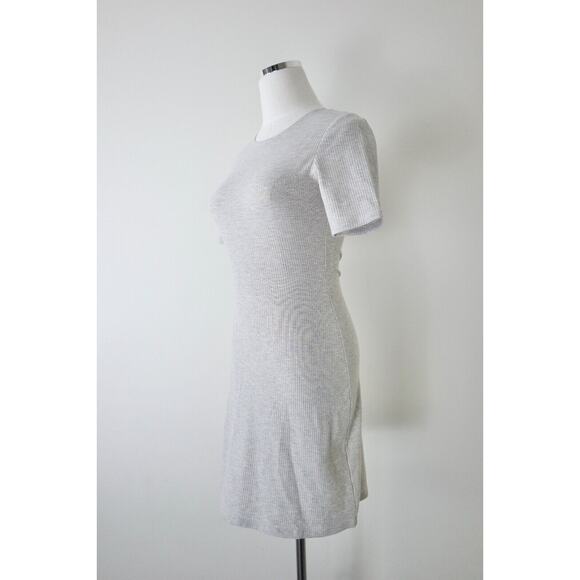 Reformation Size S Kendy Ribbed Short Sleeve Mini Dress Marble Gray Beige Heathe - Picture 5 of 13